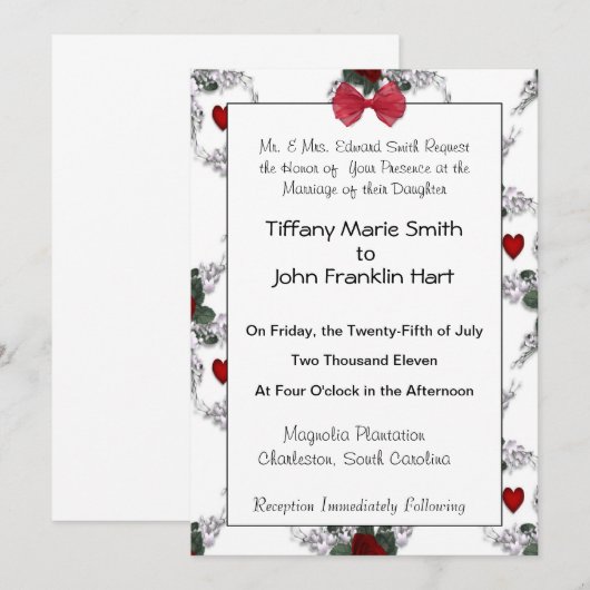 Einladung von Rose und Herz (Vorne/Hinten)