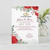 Einladung von Rot und Grün zur Hochzeit (Stehend Vorderseite)