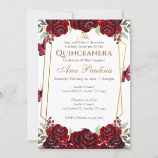 Einladung von Roter Flora Quinceañera