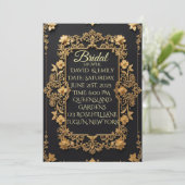 Einladung von Royal Black and Gold zur Hochzeit (Stehend Vorderseite)