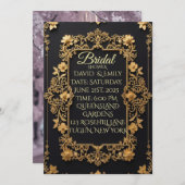 Einladung von Royal Black and Gold zur Hochzeit (Vorne/Hinten)