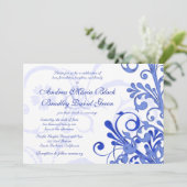 Einladung von Royal Blue and White Floral Wedding (Stehend Vorderseite)