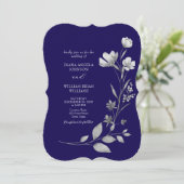 Einladung von Royal Blue Floral Wedding (Stehend Vorderseite)
