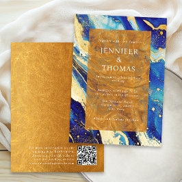 Einladung von Royal Blue Gold zur Hochzeit mit QR-