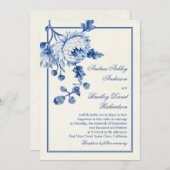 Einladung von Royal Blue Ivory Toile Floral Weddin (Vorne/Hinten)