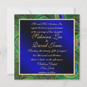 Einladung von Royal Blue Peacock Hochzeit (Rückseite)