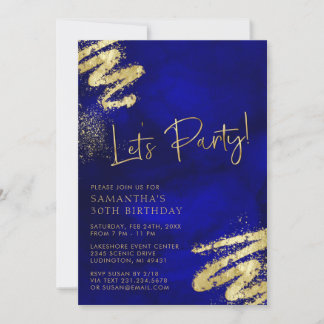 Einladung von Royal Blue und Gold zum Geburtstag