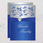 Einladung von Royal Blue und Silver Heart (Vorne/Hinten)