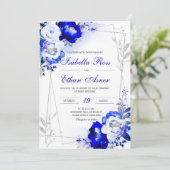 Einladung von Royal Blue und Silver Wedding (Stehend Vorderseite)