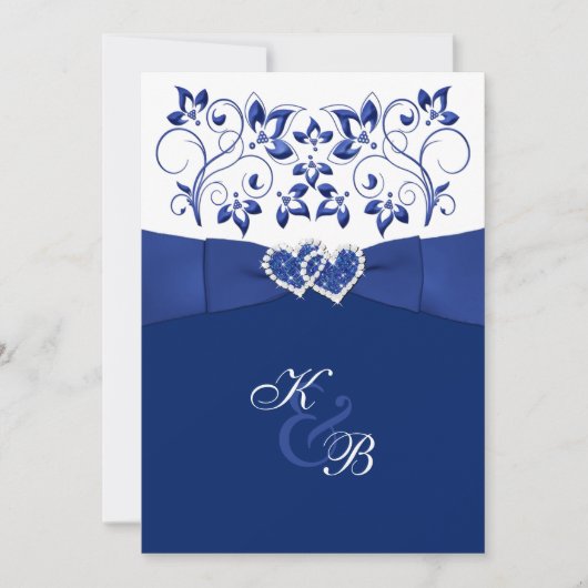 Einladung von Royal Blue und White Joined Hearded (Vorderseite)