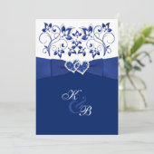 Einladung von Royal Blue und White Joined Hearded (Stehend Vorderseite)