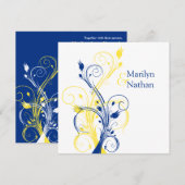 Einladung von Royal Blue, Yellow, White Floral Wed (Vorne/Hinten)