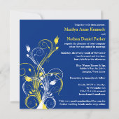 Einladung von Royal Blue, Yellow, White Floral Wed (Rückseite)