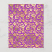 Einladung von Royal Lila and Gold Floral Wedding Flyer (Hinten)