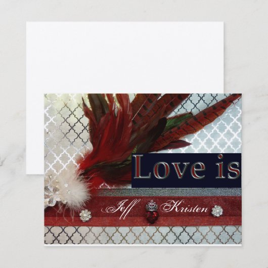 Einladung von Royal Red and Silver Wedding (Vorne/Hinten)