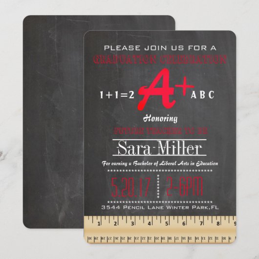 Einladung von Ruler Teacher Abschluss (Vorne/Hinten)