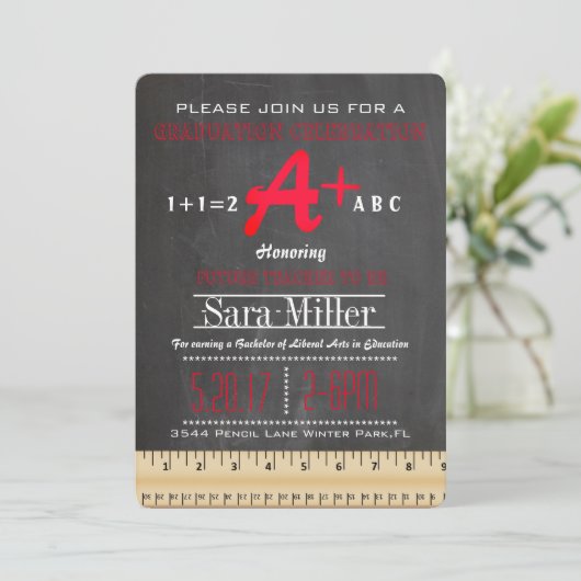 Einladung von Ruler Teacher Abschluss (Stehend Vorderseite)