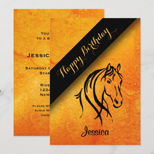 Einladung von Rust Equine Birthday (Vorne/Hinten)