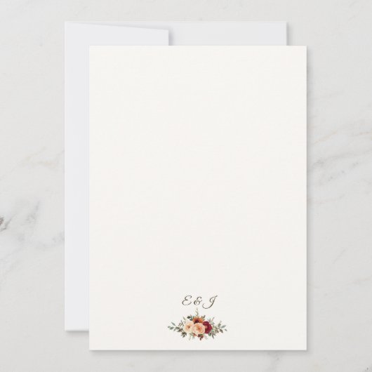 Einladung von Rustikal Fall Floral Hochzeit (Rückseite)