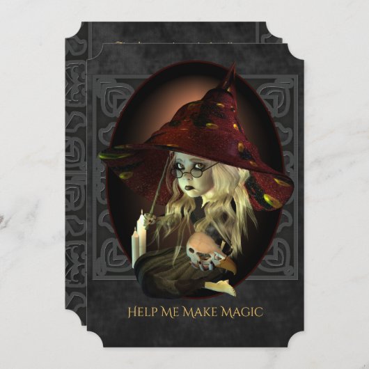 Einladung von Sad Hexe Halloween-Party (Vorne/Hinten)