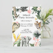 Einladung von Safari Animal Birthday Party (Stehend Vorderseite)