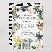 Einladung von Safari Animal Birthday Party (Vorne/Hinten)