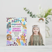 Einladung von Safari Animal Birthday Party (Stehend Vorderseite)