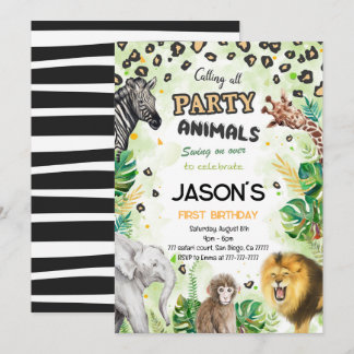 Einladung von Safari Animals Geburtstagsparty