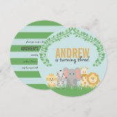 Einladung von Safari Animals zum Geburtstag (Vorne/Hinten)