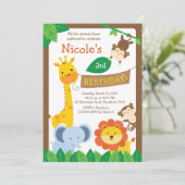 Einladung von Safari / Einladung von Jungle / Zoo  (Stehend Vorderseite)