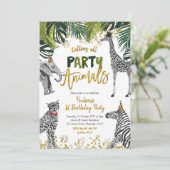 Einladung von Safari Party Animal Kid zum Geburtst (Stehend Vorderseite)