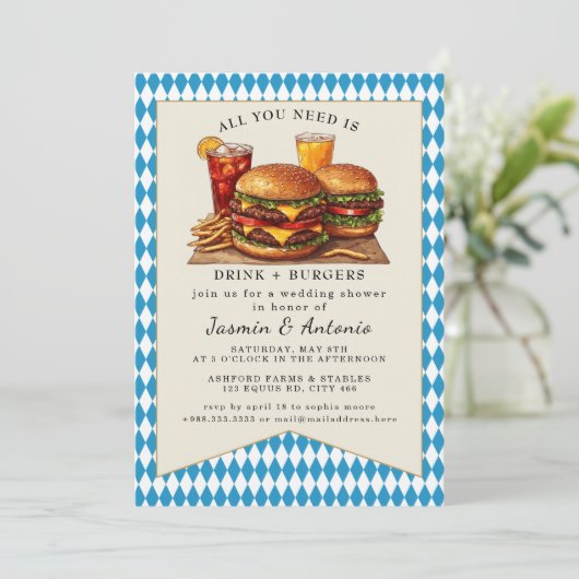 Einladung von Saft und Burgern (Stehend Vorderseite)