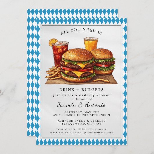 Einladung von Saft und Burgern (Vorne/Hinten)