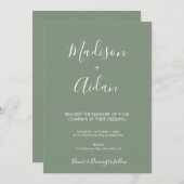Einladung von Sage Green Calligraphy Hochzeiten (Vorne/Hinten)
