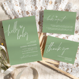 Einladung von "Sage Green Minimalistisch Baby Show