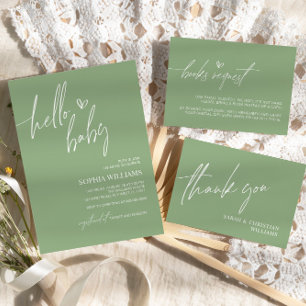 Einladung von "Sage Green Minimalistisch Baby Show