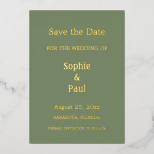 Einladung von "Sage Green Save the Date Foil"