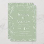 Einladung von Sage Green und White Wedding (Vorne/Hinten)
