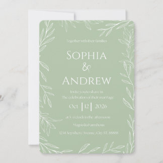 Einladung von Sage Green und White Wedding