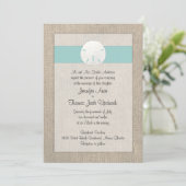 Einladung von Sand Dollar Beach Hochzeit - Türkis (Stehend Vorderseite)