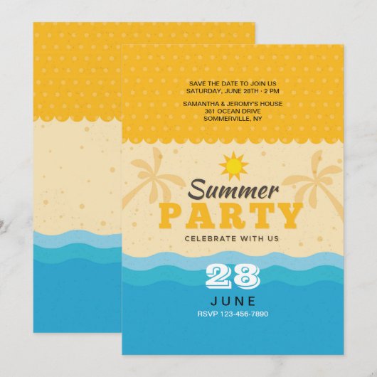 Einladung von Sand und Surf (Vorne/Hinten)