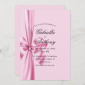 Einladung von Satin Ribbon Pink zur Hochzeit (Vorne/Hinten)