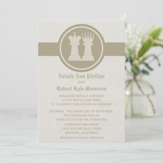 Einladung von Schach King und Königin zur Hochzeit (Stehend Vorderseite)