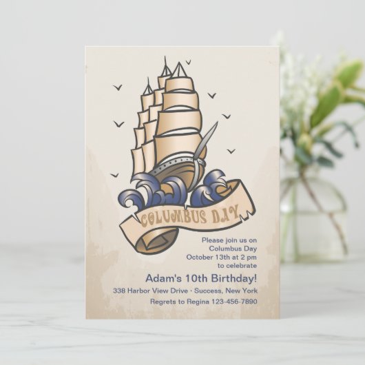 Einladung von Schiffen des Columbus Day (Stehend Vorderseite)