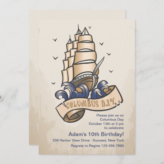 Einladung von Schiffen des Columbus Day (Vorne/Hinten)