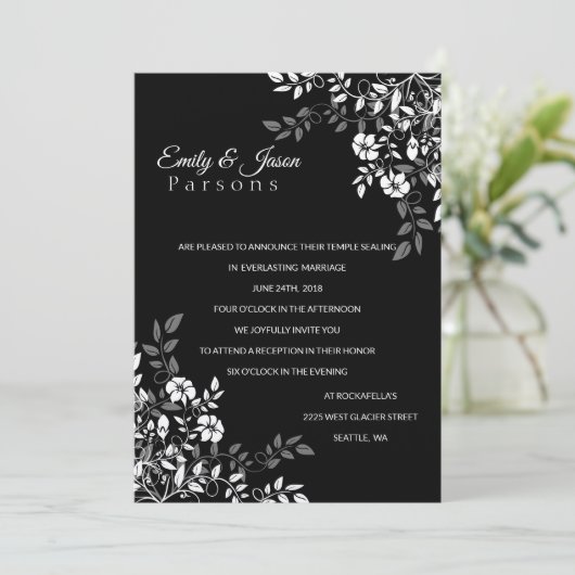 Einladung von Schwarz-Weiß-Empfang (Stehend Vorderseite)