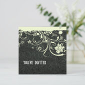 Einladung von Schwarzleder und Spitzen (Stehend Vorderseite)