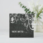 Einladung von Schwarzleder und Spitzen (Stehend Vorderseite)