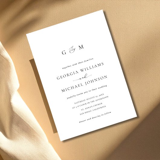 Einladung von Script Ampersand Monogram White Wedd