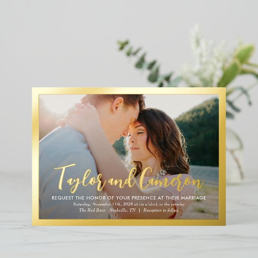 Einladung von Script Names FOIL Simple Wedding Fot (Stehend vorne)